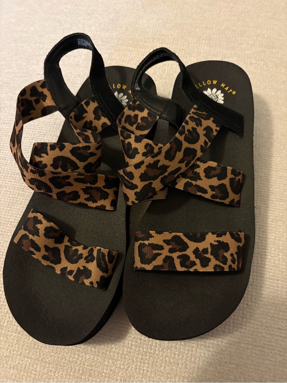 Yellow box Leopard Print Strappy Sandals - Black & Brown